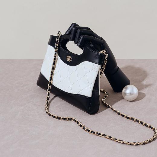 头层油蜡皮手提包2024新款化妆包轻奢感时尚百搭小香风菱格单肩包 商品图1