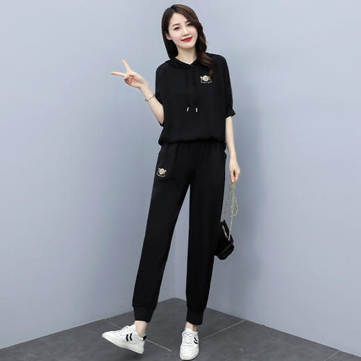 休闲时尚洋气气质显瘦，小个子薄款冰丝运动套装HR-YWY8813 商品图2