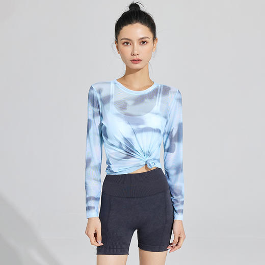 Leorrey/乐拉新中式高弹网纱轻薄透气轻盈户外骑行瑜伽徒步登山健身运动罩衫 商品图2