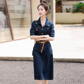 HR WY99559气质时尚简约修身显瘦牛仔连衣裙