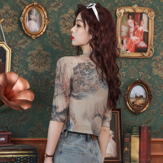 网纱印花开衫，披肩防晒衣KQL-E001M6993 商品图3