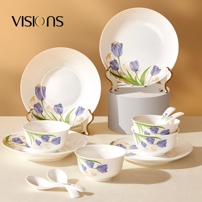 康宁 VISIONS 紫色郁金香系列陶瓷餐具套组