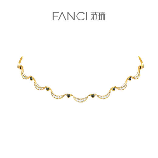【明星同款】【心月之恋项链 黑金款】Fanci银饰 幻梦心月系列锁骨链 生日礼物送女友 商品图0