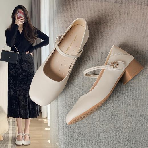 ZHR则则浅口优雅休闲单鞋2024春夏新款法式温柔玛丽珍软底粗跟女 商品图0