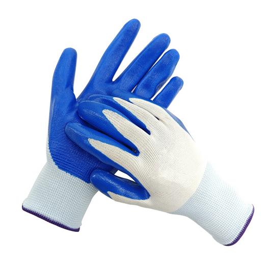 丁腈浸胶劳保手套 12双/包丁腈耐磨耐油挂胶手套 12双手套手套工作劳保耐磨丁腈胶皮白劳动防滑耐用干活加厚工工地薄款浸胶 商品图10