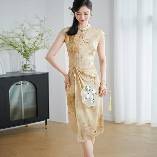米思阳2025夏季新款新中式复古旗袍连衣裙高级感晕染提花裙子1820 商品图2