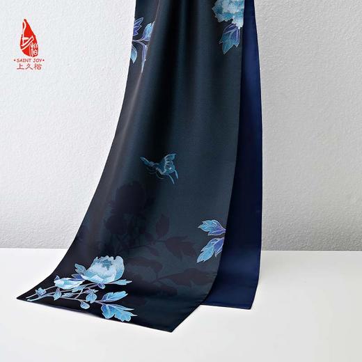 SAINTJOY/上久楷 宋锦双面长巾 富贵牡丹·深蓝色 SJ17122 商品图12