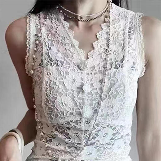 【山茶花新款新升级】全身定位剪裁内带网纱蕾丝气质背心女MT240032 商品图2