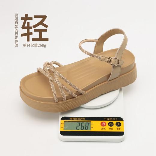 坡跟水钻时装凉鞋女2024夏季新款洋气轻便女鞋松糕底增高鞋配裙子 商品图3