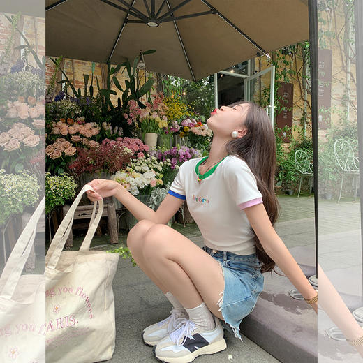 <曾小咸推荐>【现货】【女团私服】彩色边短袖T恤 商品图2