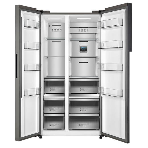 美的（Midea）601/605升对开门双开门风冷无霜一级双变频净味大容量家用电冰箱 线下同款BCD-605WKGPZM石砾青 商品图1