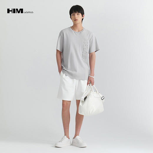 HIM漢崇  男士百搭短袖T恤男士高街舒适立体印花圆领上衣 2026夏季 商品图1