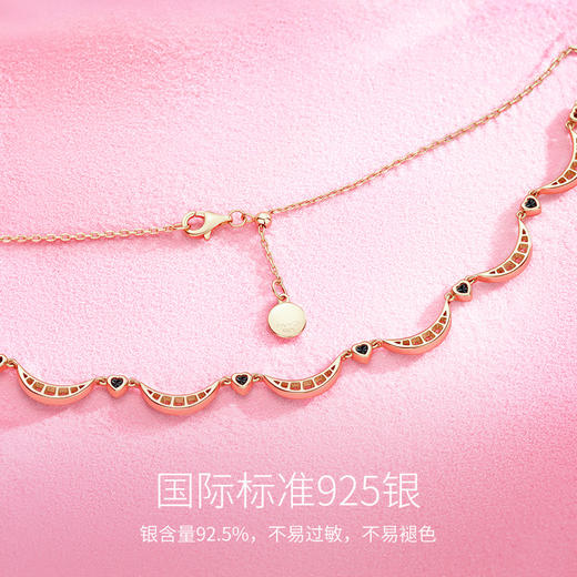 【明星同款】【心月之恋项链 黑金款】Fanci银饰 幻梦心月系列锁骨链 生日礼物送女友 商品图2