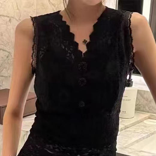 【山茶花新款新升级】全身定位剪裁内带网纱蕾丝气质背心女MT240032 商品图1