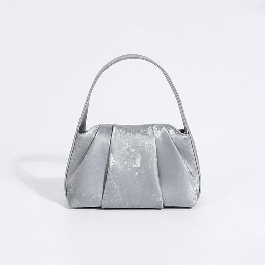 新中式云朵包国风绸缎牛皮高级感褶皱手提包2024新款真皮斜挎包女 商品图4