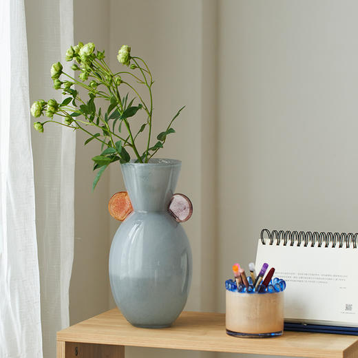 厂家直销创意高级灰彩色双耳玻璃花瓶酒店软装家居台面装饰艺术瓶 商品图4