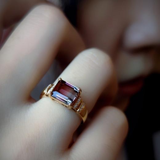 18k镶嵌西瓜碧玺戒指 商品图9