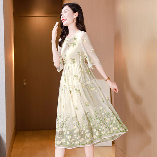 ASE-25003夏季优雅知性百搭气质时尚真丝连衣裙 商品图2