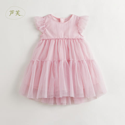 【马克珍妮 芦芙】2024夏装新款女童小飞袖网纱蛋糕连衣裙240863 商品图1