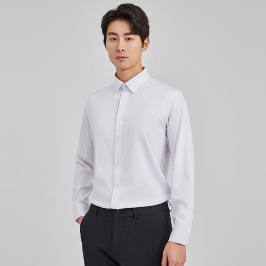 【易打理】圣得西男士长袖衬衫春秋新款中青年商务弹力衬衣 商品图3