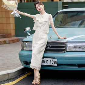 小香风气质显瘦，职业白色半身裙套装裙HR-YRX9101