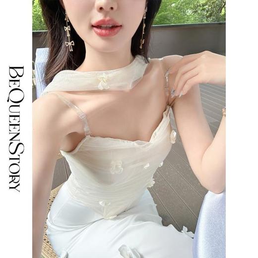 余潇潇【夏梦晨露】轻奢性感时尚百搭手工花朵挂脖吊带冰丝凉感夏季 商品图2