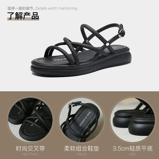 ZHR软底防滑仙女罗马凉鞋2024夏季新款休闲外穿沙滩平底鞋配裙子 商品图3