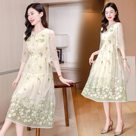 ASE-25003夏季优雅知性百搭气质时尚真丝连衣裙