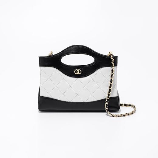 头层油蜡皮手提包2024新款化妆包轻奢感时尚百搭小香风菱格单肩包 商品图4