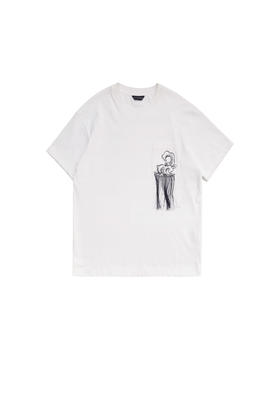 祥云刺绣口袋宽松T恤