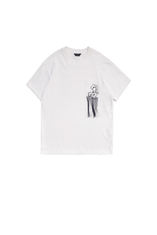 祥云刺绣口袋宽松T恤 商品图0