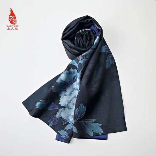 SAINTJOY/上久楷 宋锦双面长巾 富贵牡丹·深蓝色 SJ17122 商品图11