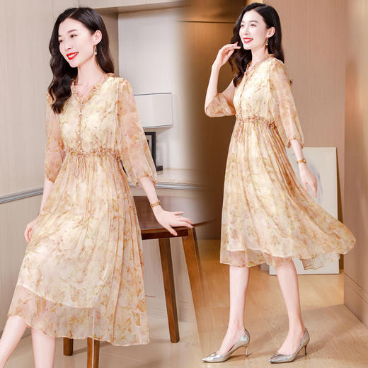 ASE-25013夏季气质时尚优雅知性真丝连衣裙 商品图2