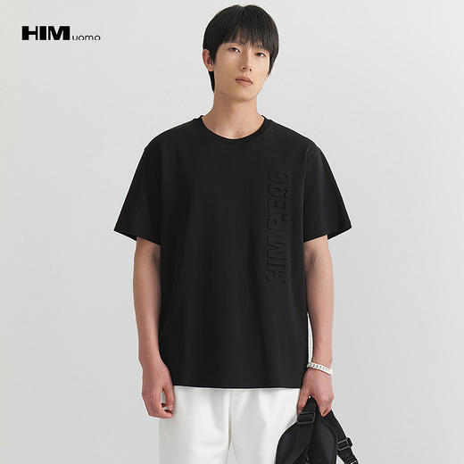 HIM漢崇  男士百搭短袖T恤男士高街舒适立体印花圆领上衣 2026夏季 商品图0