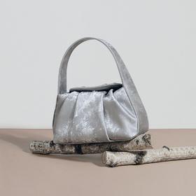 新中式云朵包国风绸缎牛皮高级感褶皱手提包2024新款真皮斜挎包女