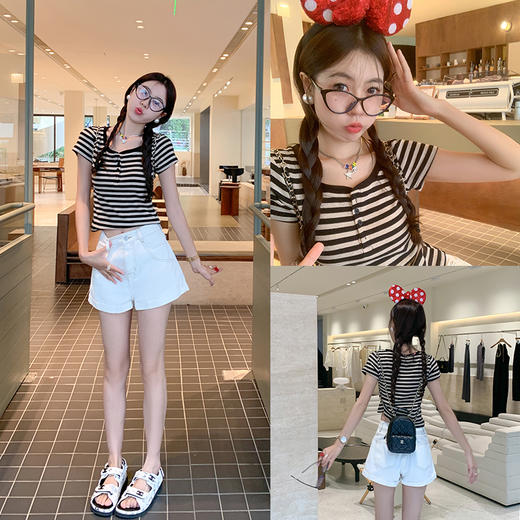 <曾小咸推荐>【条纹演绎】黑色条纹短袖 商品图3