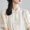 米思阳2025夏季新款新中式国风短袖衬衫盘扣别致设计绣花上衣1667 商品缩略图4