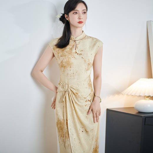 米思阳2025夏季新款新中式复古旗袍连衣裙高级感晕染提花裙子1820 商品图4