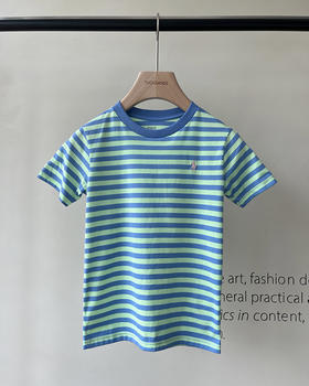 THS 4.28-无 RL家 童装 蓝绿条纹短袖T恤 CH054