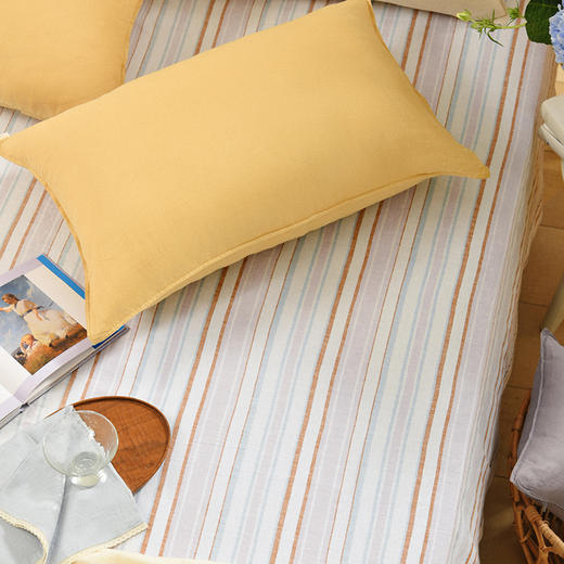 亚麻条纹床单老粗布夏季双人床定制 商品图3