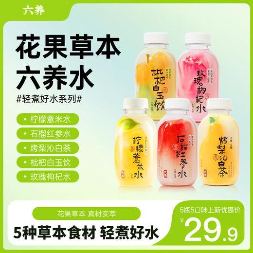 六养柠檬薏米水330ml*5瓶装多口味植物茶饮料0脂夏季清爽饮品 商品图3