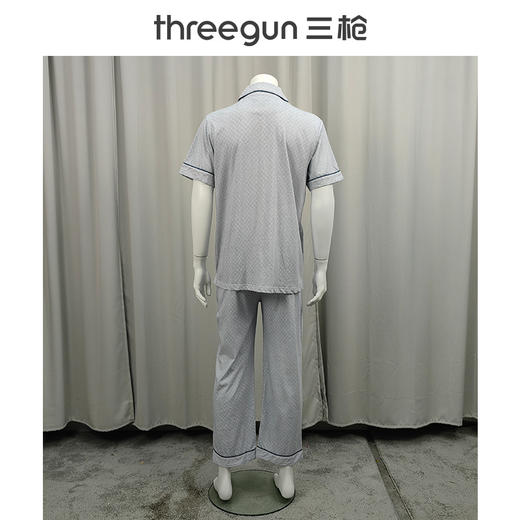 Threegun三枪 舒肤棉翻领开襟短袖长裤男家居套-80781D911 商品图8