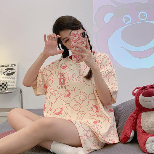 「数款可选！两件套」淳可儿新款睡衣女夏季可爱短袖短裤套头可外穿夏天套装内衣家居服 商品图1