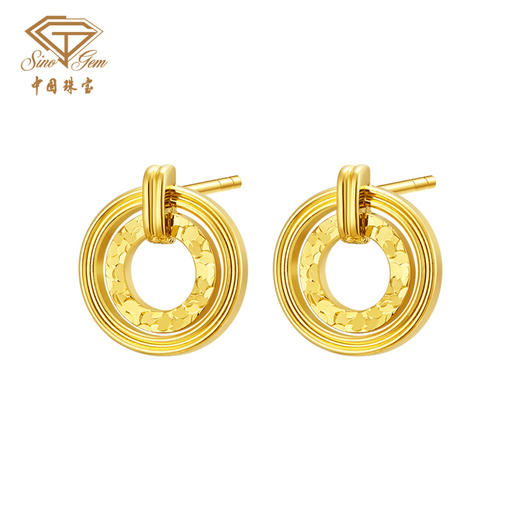 「追光」内外黄金耳饰足金几何耳钉 商品图4