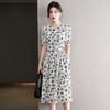 CCJ3418法式碎花雪纺连衣裙夏季女收腰显瘦气质感短袖仙女长裙子 商品缩略图0