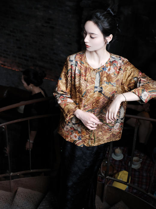 盛唐婧 |香云纱江涯海水纹两面穿外套 商品图6