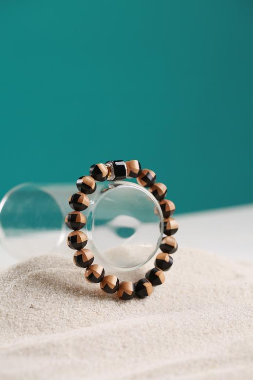 ZGT0068°紫光檀&黄杨木榫卯手串 商品图1