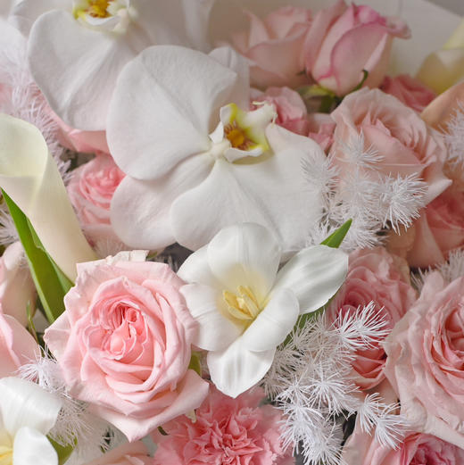 《仙子之吻》粉荔枝蝴蝶兰郁金香花束 商品图2