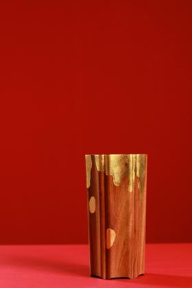 SDCC0074-1-1°非洲酸枝贴金薄葵口笔筒