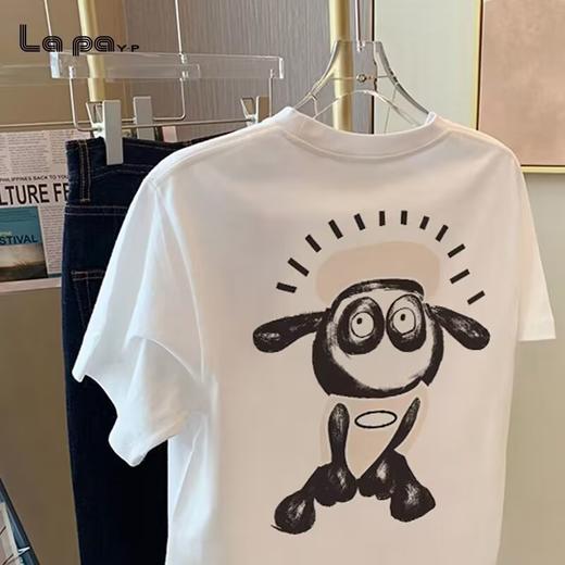 【更柔，更滑，更透气！】2024年夏季宽松潮牌 半袖纯棉 设计感上衣百搭 圆领T恤女短袖-QQ 商品图7